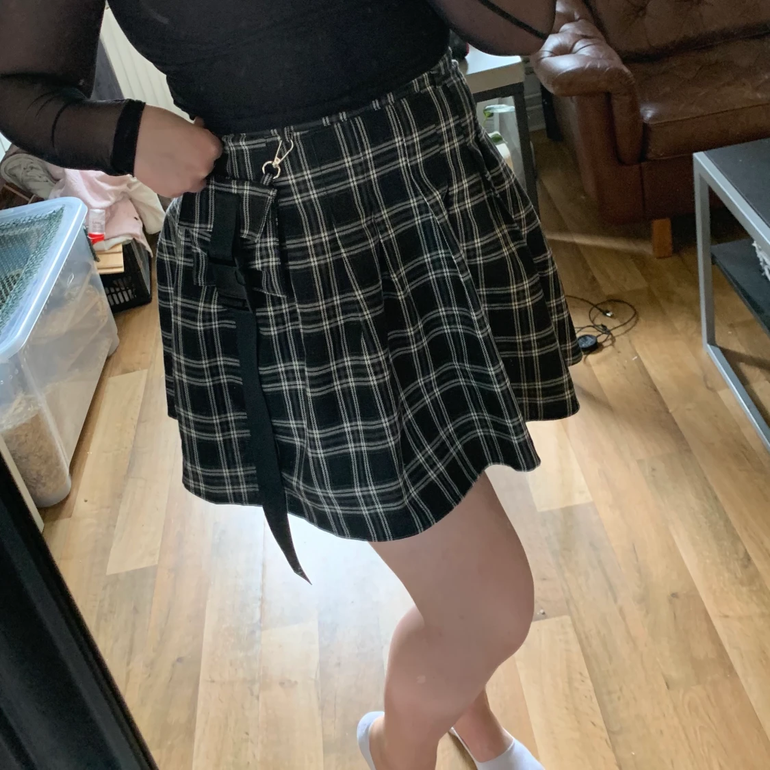 Rutig kjol med ficka  - 91