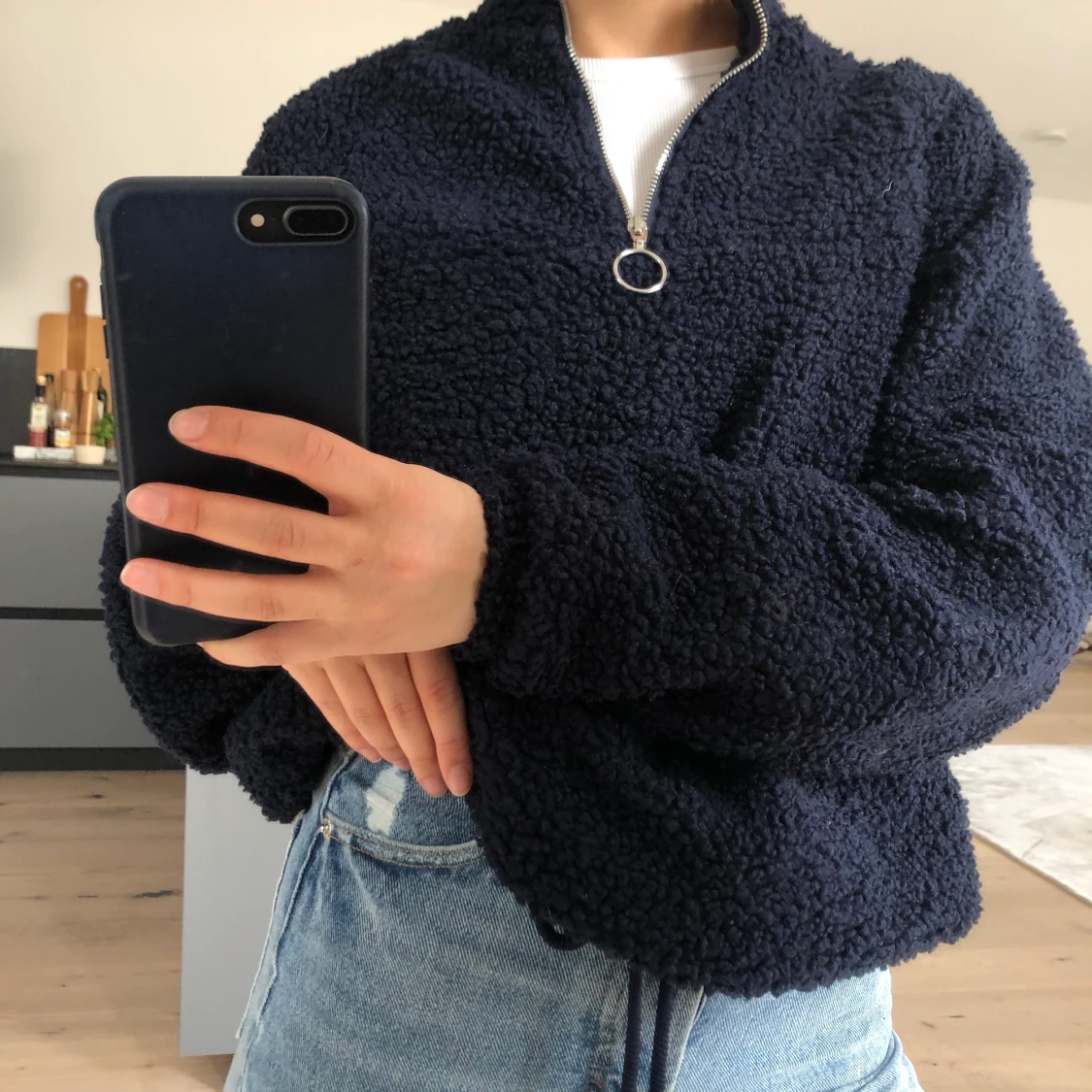 Fluffig tröja med zip - 90