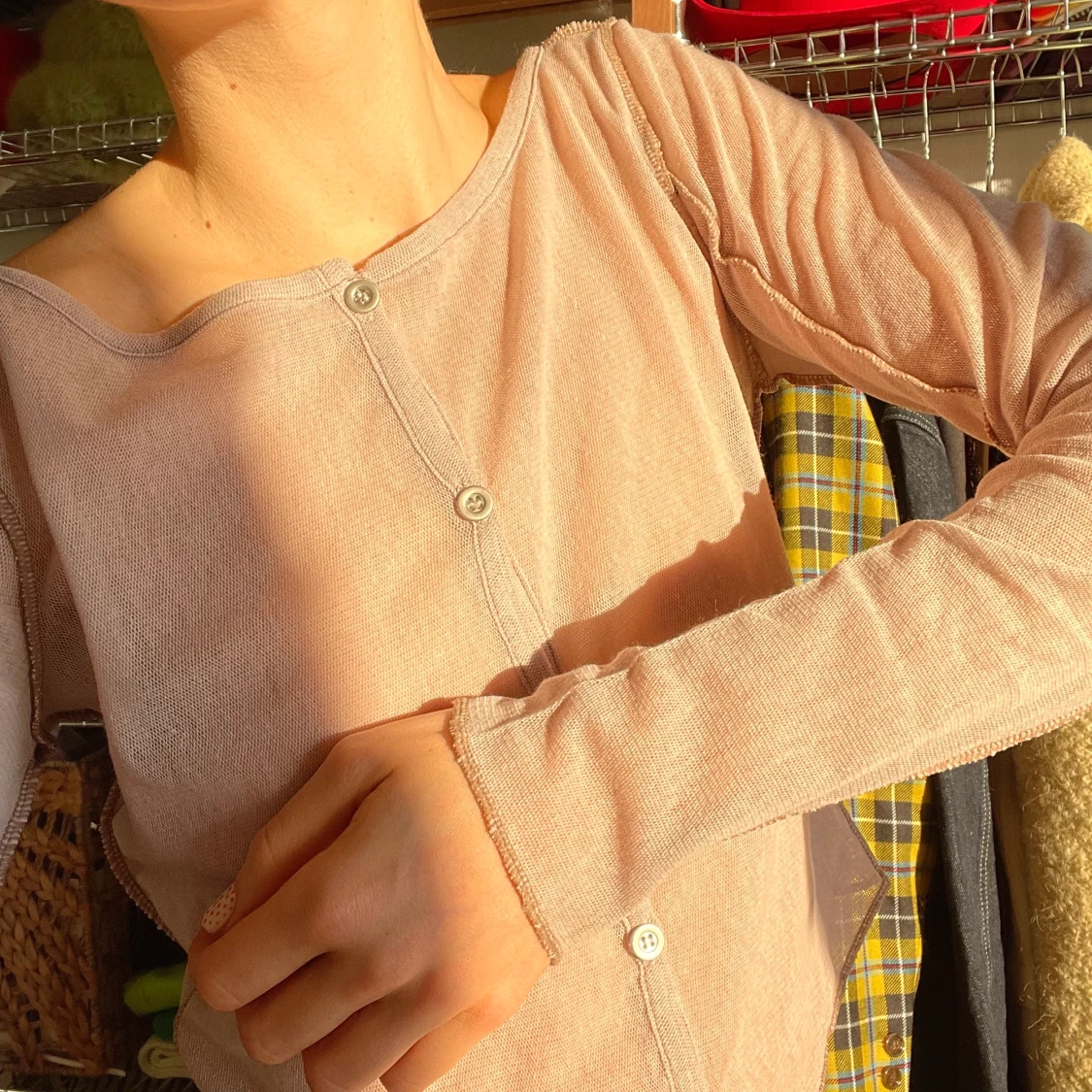 Genomskinlig kofta med sömar - 90