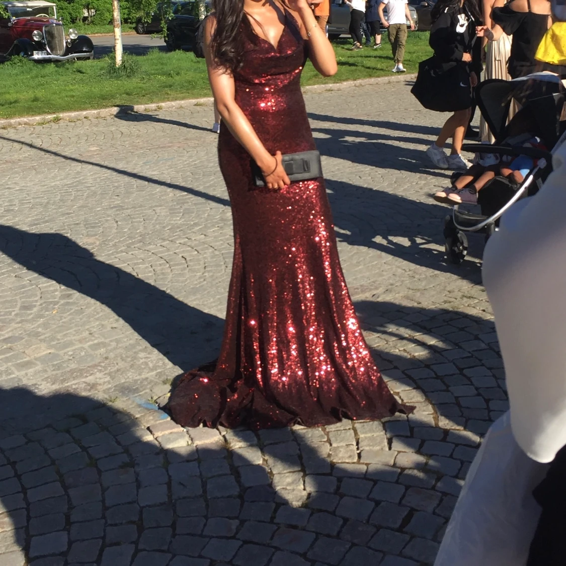 Chokladbrun balklänning med paljetter - 90