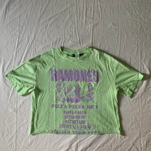 Mintgrön Ramones t-shirt - Grön croppad oversized t-shirt med lila Ramones motiv!