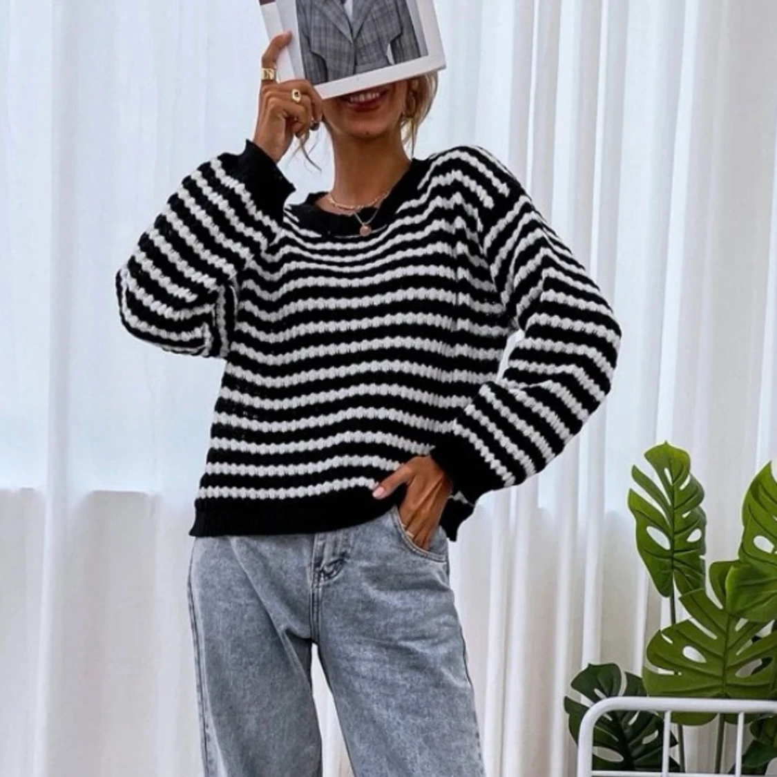 Randig sweatshirt  - 90