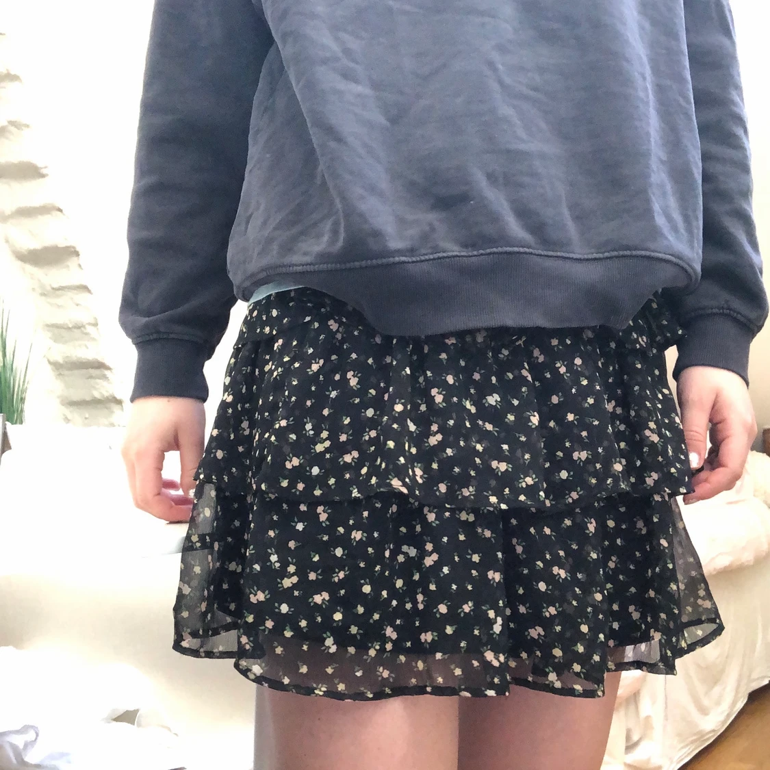 Blommig volangkjol - 90