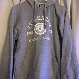 En grå Stocholm hoodie med luva 