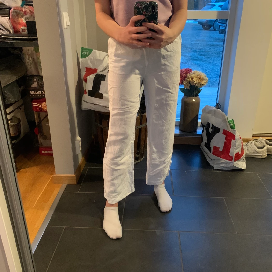 Vita linnebyxor 