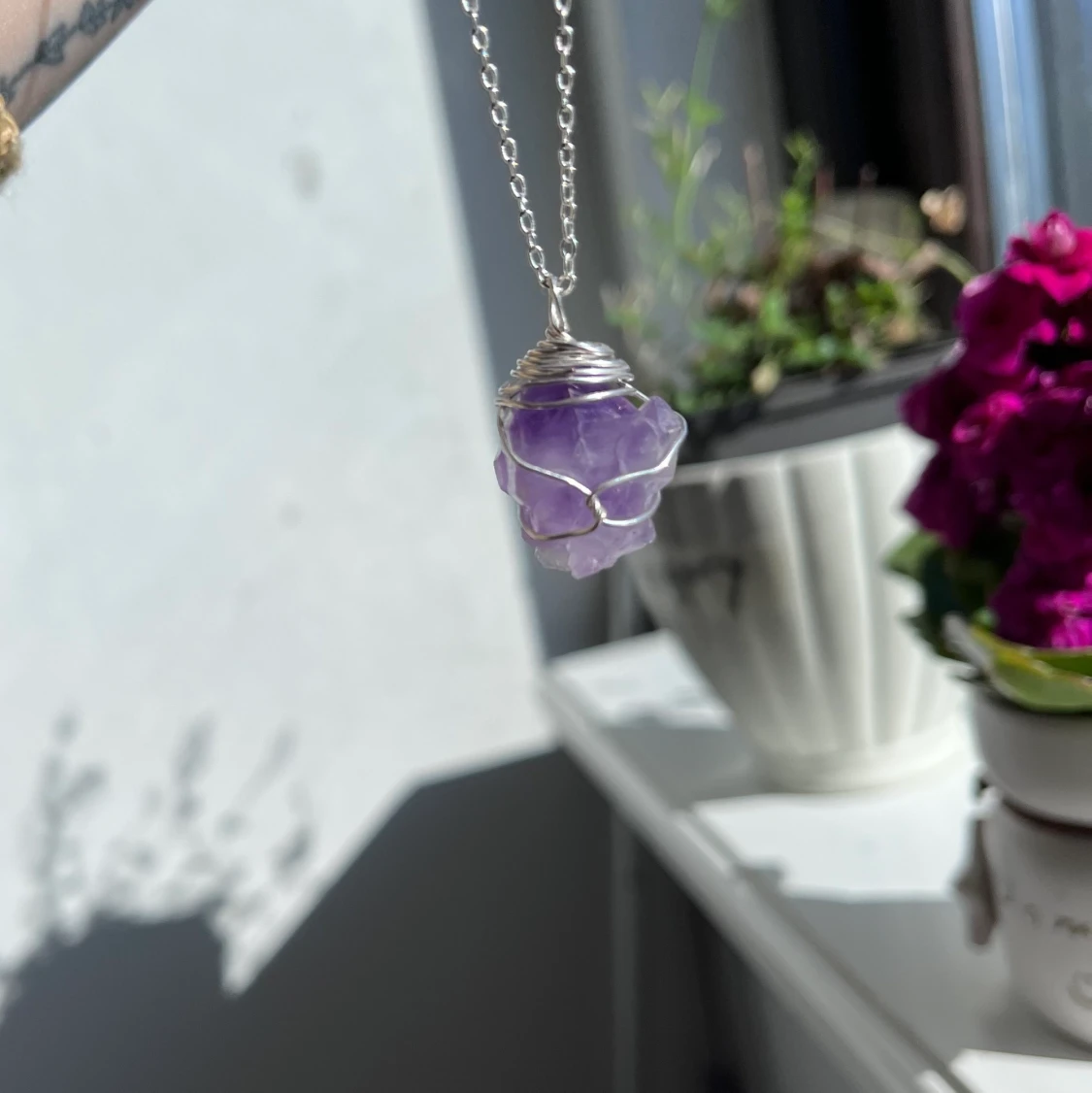 Rå ametist halsband  - 90