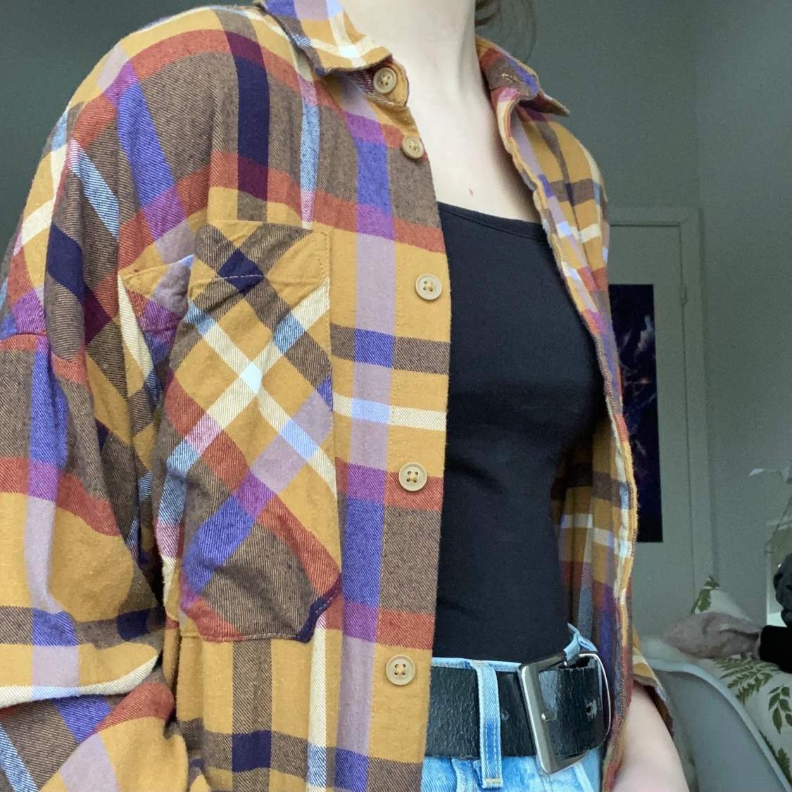 rutig oversized skjorta