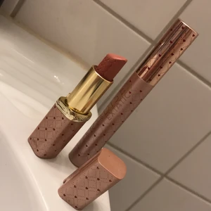 Loreal smink  - Maskaran är Endast(!) öppnad! Läppstift använt fåtal gånger. Pink-nude i färgen. Säljes tillsammans eller var för sig. Bägge är julklappar från iår. Maskaran - 35kr, läppstift - 35kr