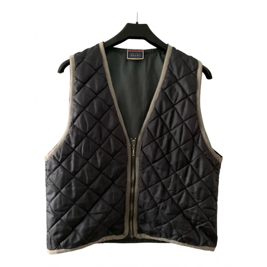 Vintage väst quiltad blå puffer - 90