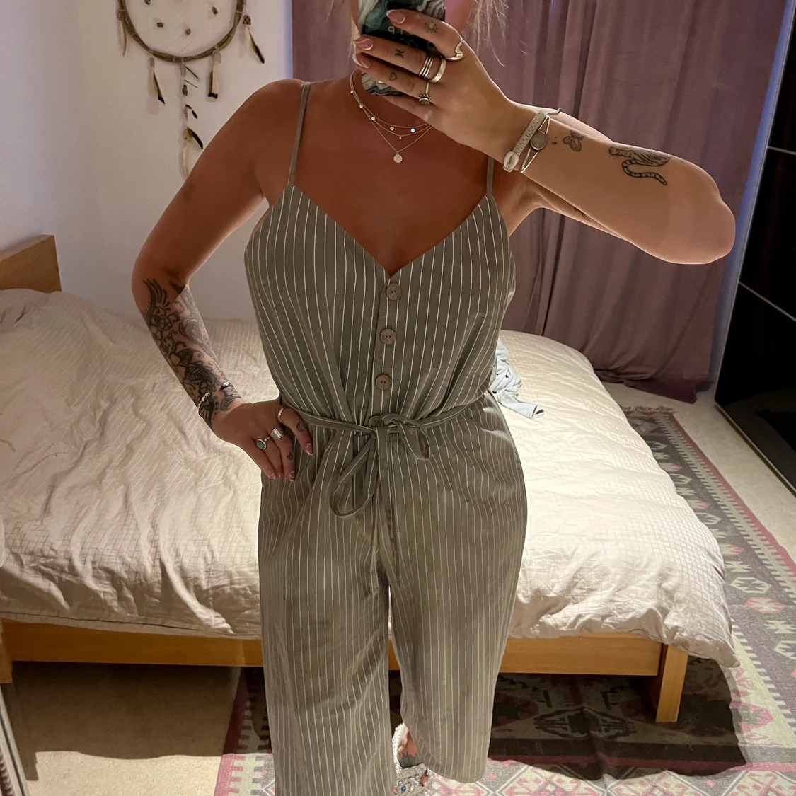 Randig somrig byxdress