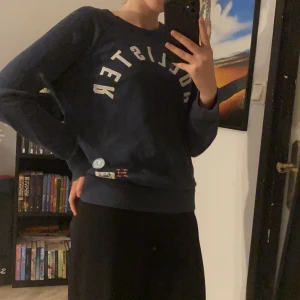 Hollistertröja  - Hollistertröja köpt i Berlin. Fin blå färg med stort hollistertryck över bröstet och några mindre längre ner. Frakt tillkommer.