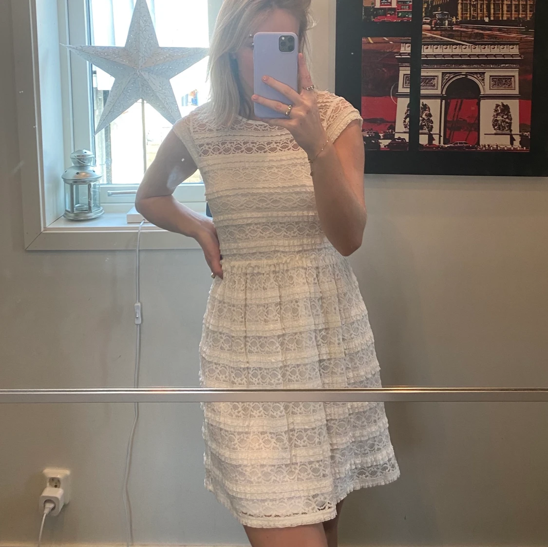 Vit spetsklänning  - 90