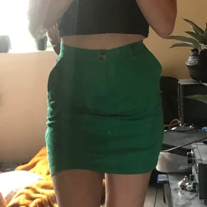 Monki kjol - Säljer denna kjol från monki som är en fin grön färg och kjolen har även fickor. Den är köpt för ungefär 250kr och är i väldigt bra skick, den har kanppt kommit till användning 