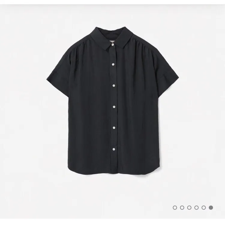 Underbar kortärmad skjorta från Everlane, passar en XS-S! OBS min är svart. Köpt i USA i vintras och använd 2-3 gånger. Härligt flowy material. Jättefint skick🌻 köpt för drygt 700 sek . Blusar.