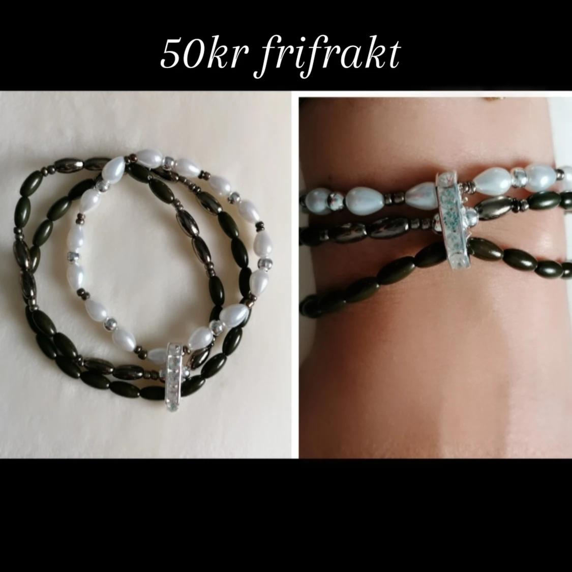 Armband 3in 1 pärlor & strass