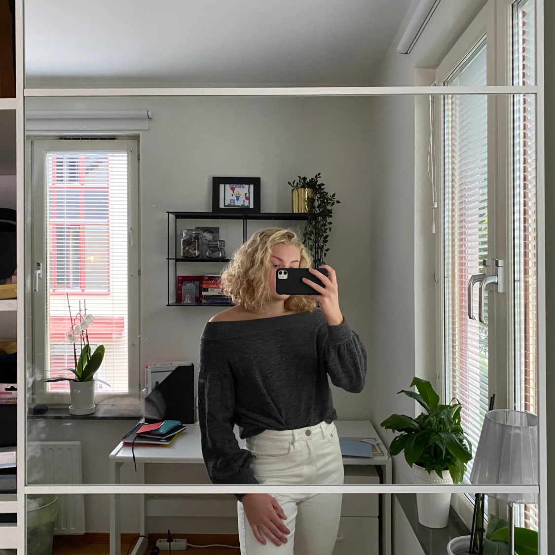 Stickad off shoulder topp