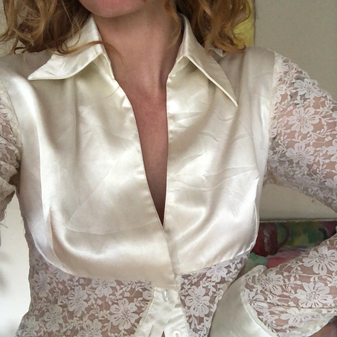 Vit blus i spets  - 91