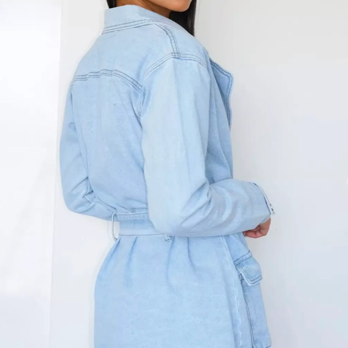 Missguided light blue self tie waist denim jacket - 91