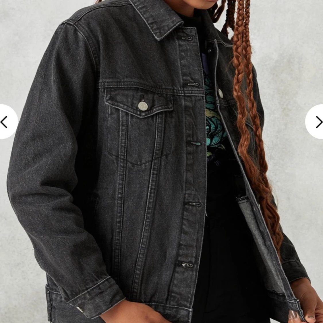 oversized washed black denim jacket missguided - 90