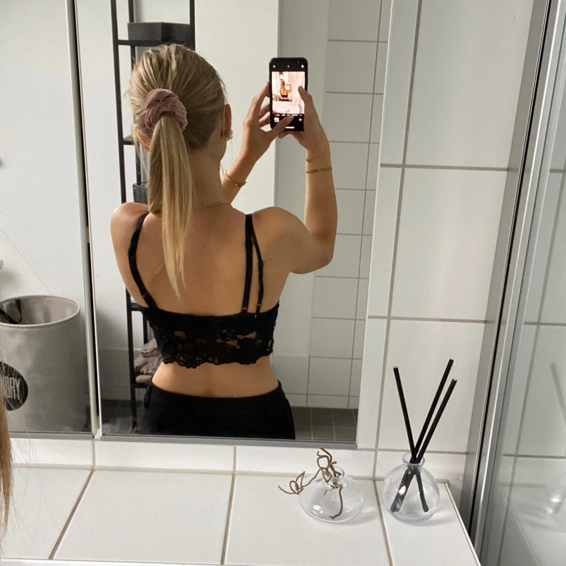 Svart spets topp - 90