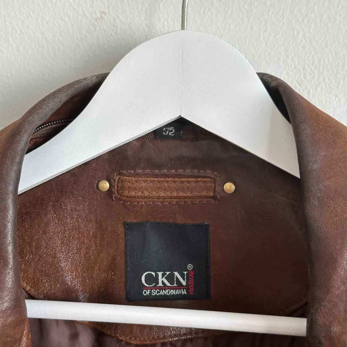 Brun oversized läderjacka - 92