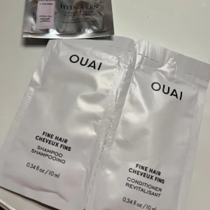 Hud och hårvårdstester - Prover på Lancôme Hydra Zen fuktighetskräm och Ouai Fine Hair Shampoo och Conditioner. Perfekt för att testa nya produkter eller ta med på resan.