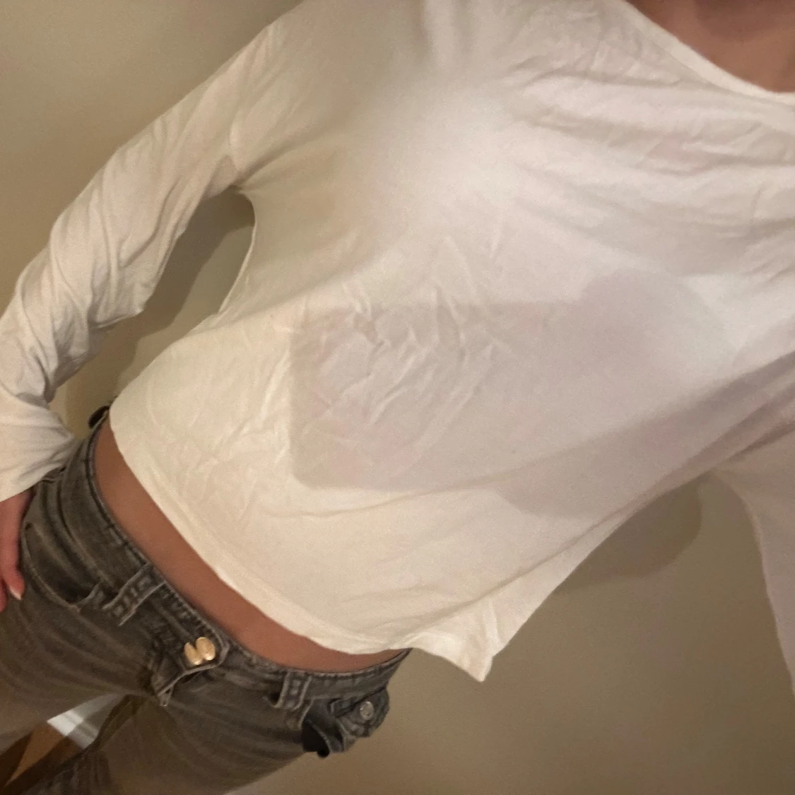 Vit långärmad topp - 1