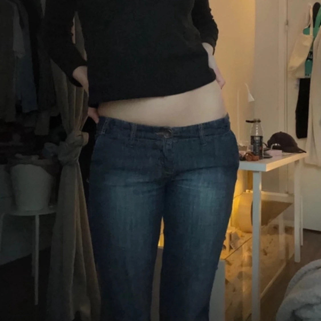 Mörkblåa Low waist - boot cut jeans  - 1