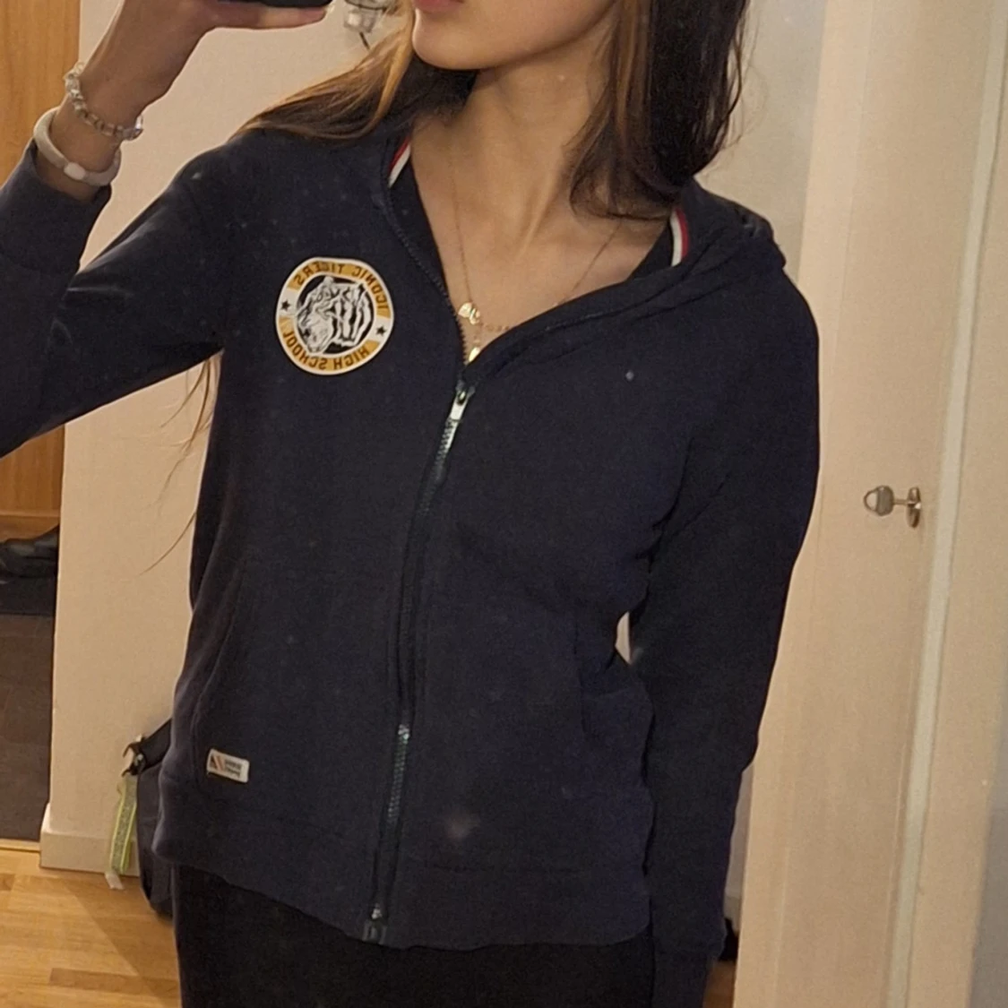 Mörkblå hoodie med dragkedja - 2