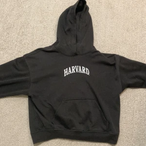 Svart Harvard hoodie - Säljer en svart/grå hoodie från H&M med Harvard-tryck både fram och bak. Den har en ficka på framsidan och en huva. Köpte den för runt 170. Säljer eftersom att den är för liten💓