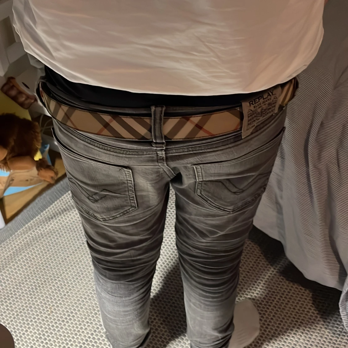 Svart och beige bälte från Burberry - 93