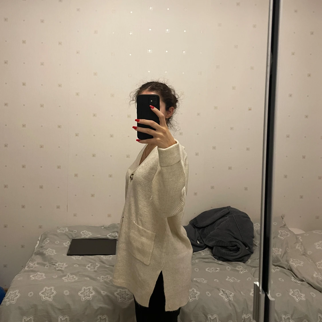 Beige ribbad/stickad kofta från New Look - 91