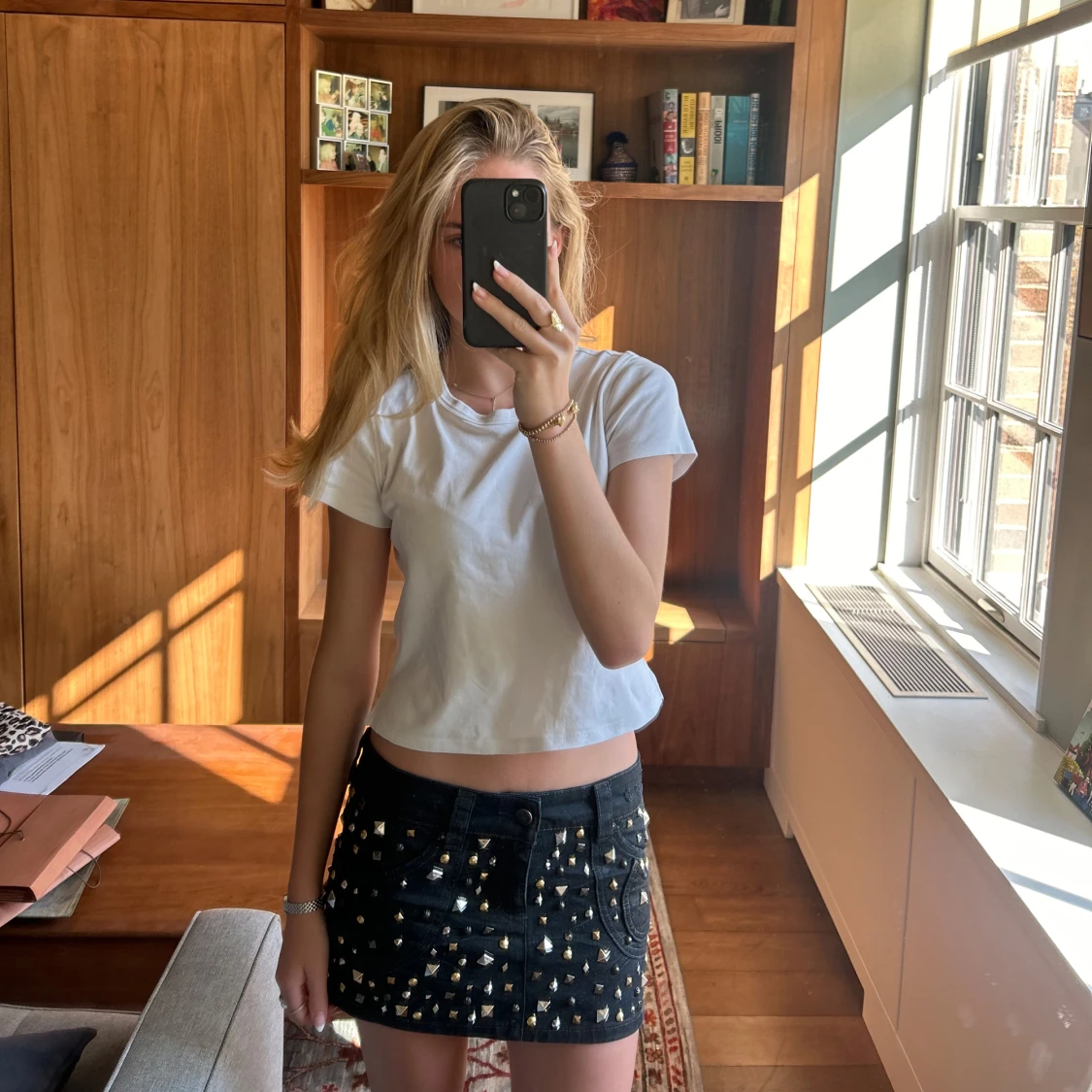 Studded mini kjol  - 90