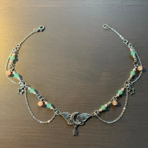 Pink and green moon necklace  - Handmade moon necklace.🎀