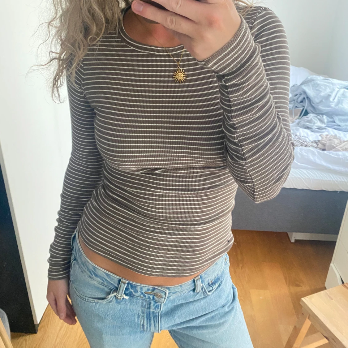 Brun och vit randig tröja från JJXX