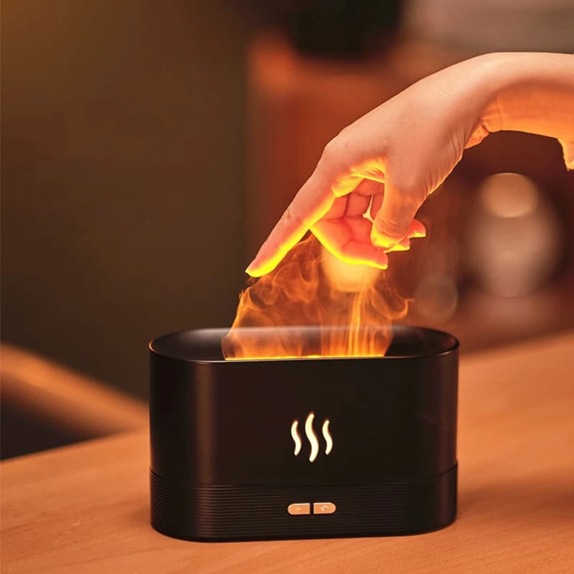 Svart Aroma Diffuser Flame Humidifier - 3