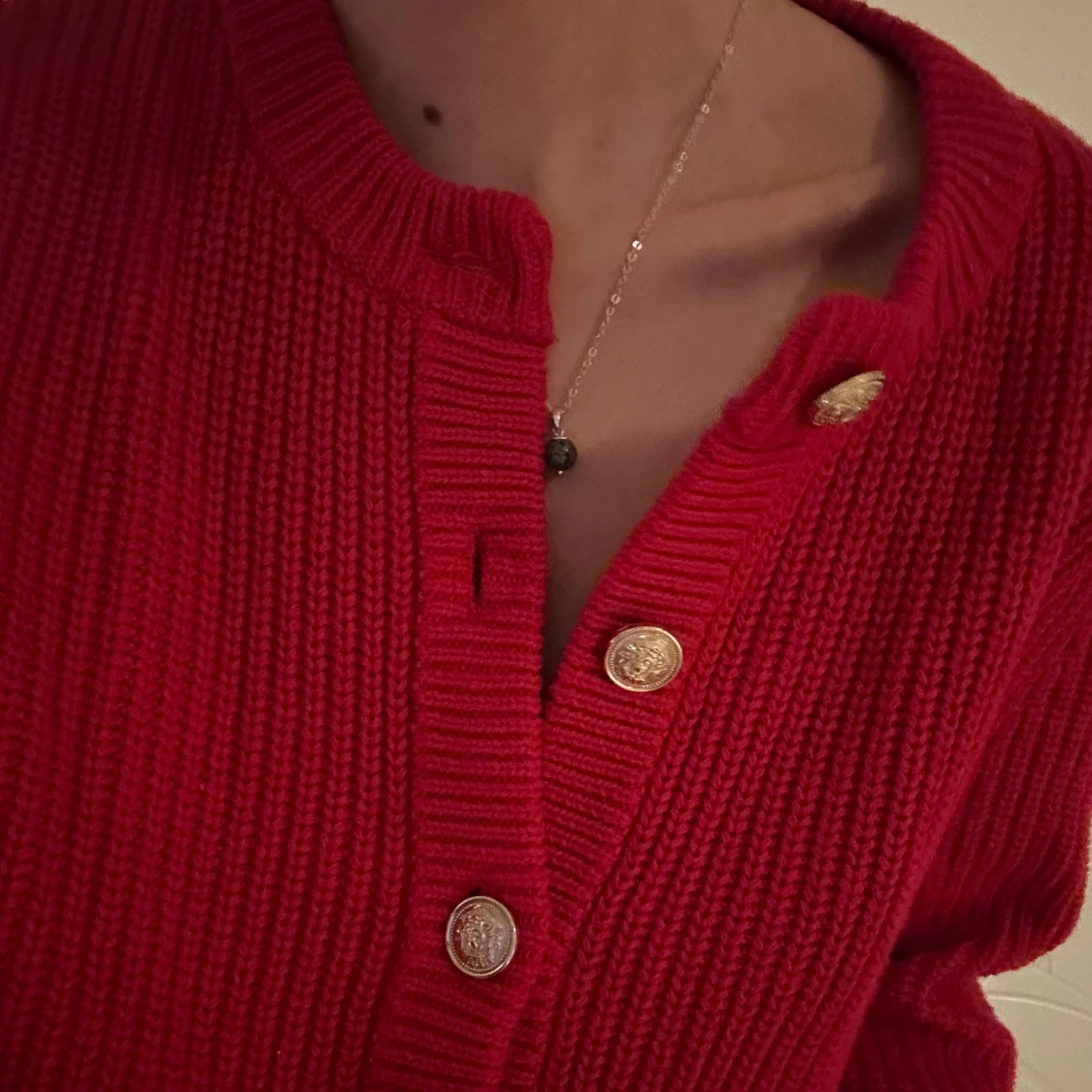 Röd stickad kofta från H&M - 1