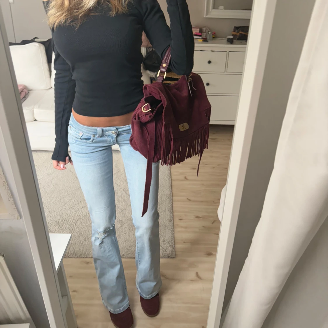 Ljusblåa lågmidjade jeans - 1