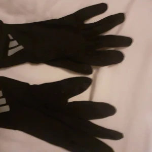 Svarta handskar med reflexdetaljer - Säljer ett par svarta handskar med coola reflexdetaljer på ovansidan. Perfekta för höst- och vinteraktiviteter. De är i nytt skick och passar bra för både träning och vardagsbruk. Materialet verkar vara slitstarkt och bekvämt.
