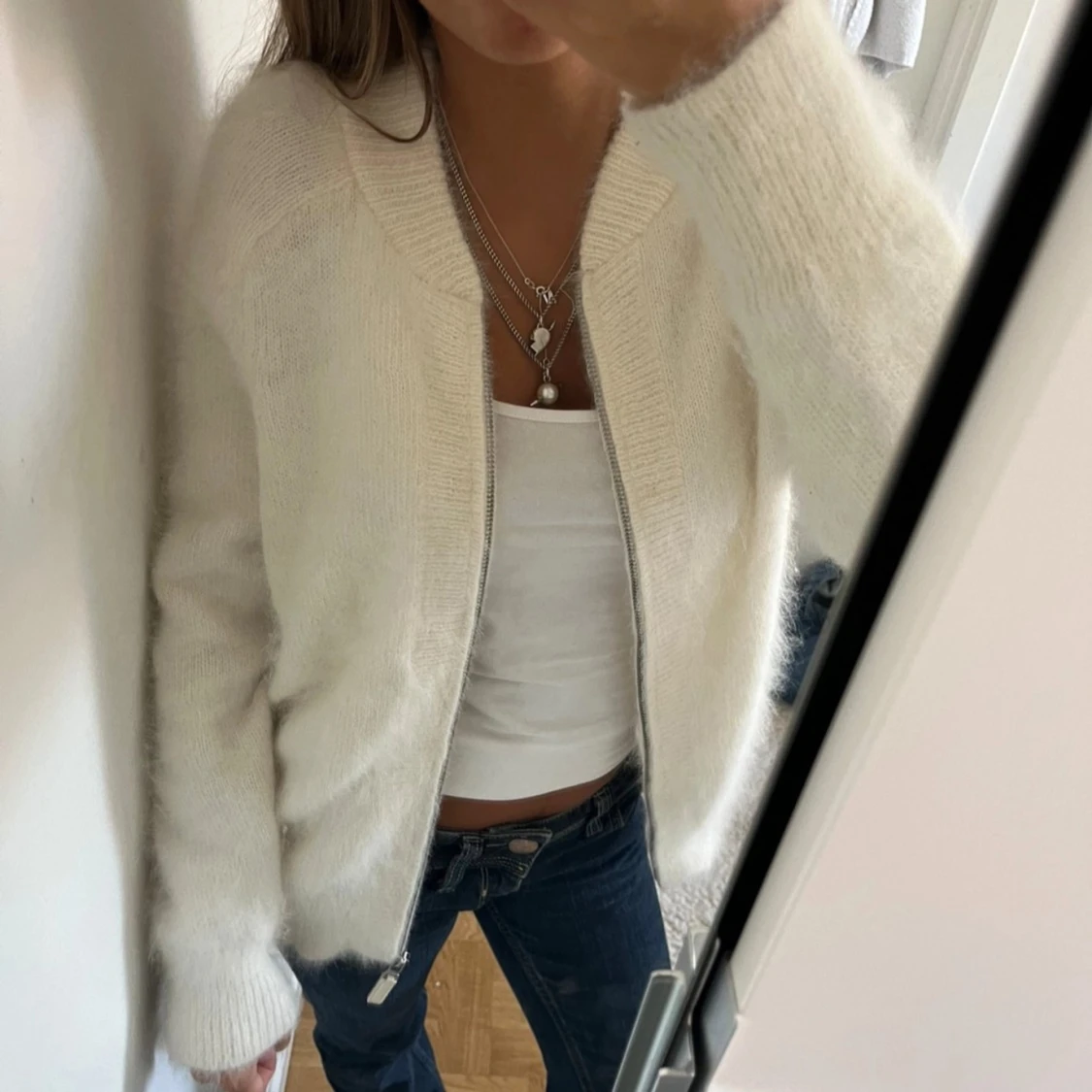 Stickad zip kofta  - 91