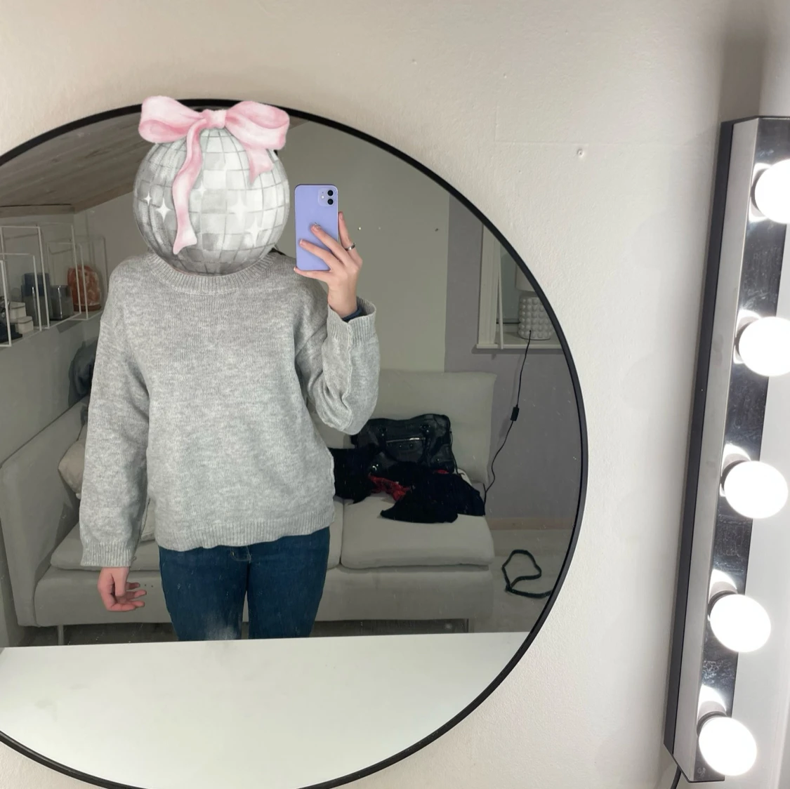 Grå stickad tröja - 90