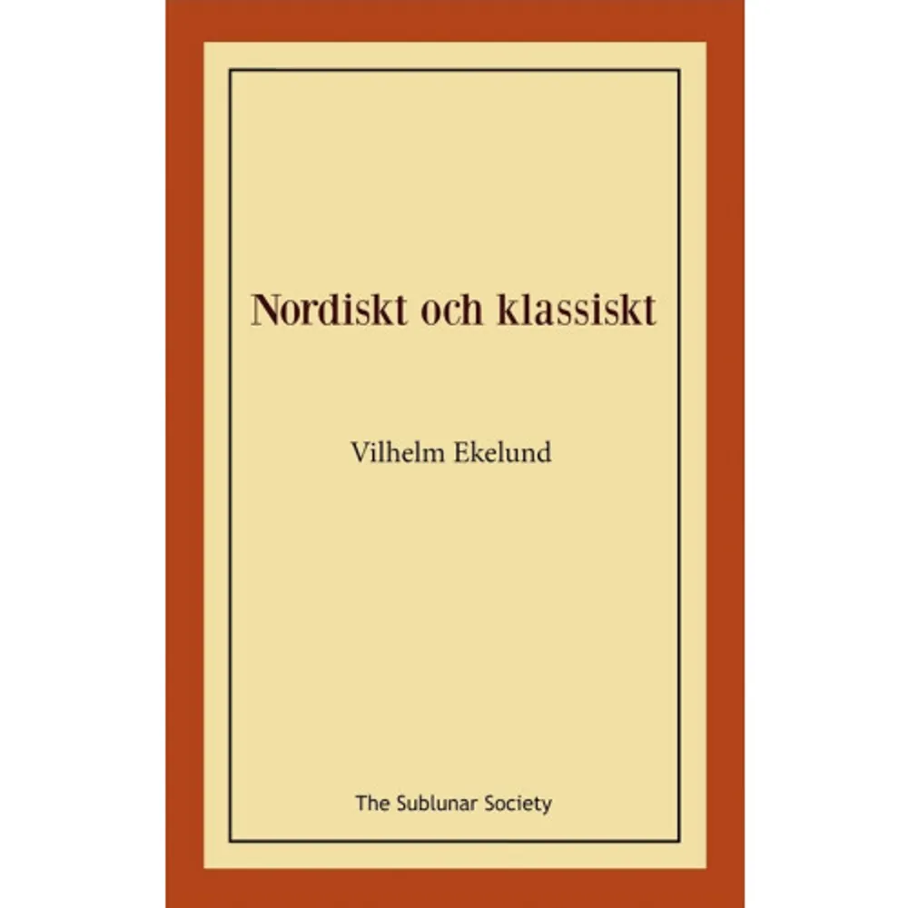 Vilhelm Ekelund (1880-1949) tillhör en av de stora inom svensk litteratur. Mest känd är han för sin symbolistiska lyrik, men han skrev även en lång rad betydelsefulla essä- och aforismsamlingar. Poetiskt var Ekelund inspirerad av Ola Hansson, som han ansåg vara den mest betydelsefulla poeten i Sverige sedan Erik Johan Stagnelius. 1916 och 1924 tilldelades han Samfundet De Nios Stora Pris. Han tilldelades även Frödingstipendiet, Bellmanpriset och Tegnérpriset samt blev 1937 hedersdoktor vid Lunds universitet. Nordiskt och klassiskt utgavs första gången 1914. Arbetsnamnet var ursprungligen ”Nordisk hellenism och andra essays” och författarens ambition hade varit att skapa en ny konstform, ”det stora poemet”. Det Ekelund såg framför sig var en förening av poemet, romanen och essän. Till följd av bl.a. bristande arbetsro blev inte verket det Ekelund hade avsett, dvs. en beskrivning av nordisk hellenism. Boken utgör dock ett viktigt steg i hans utvecklingskurva mot en mognare stil, som ur poetisk synpunkt blomstrar i Det andra ljuset (1935) Elpidi (1939) respektive Concordia animi (1942).    Format Häftad   Omfång 61 sidor   Språk Svenska   Förlag The Sublunar Society   Utgivningsdatum 2020-04-25   ISBN 9789188999771  . Böcker.