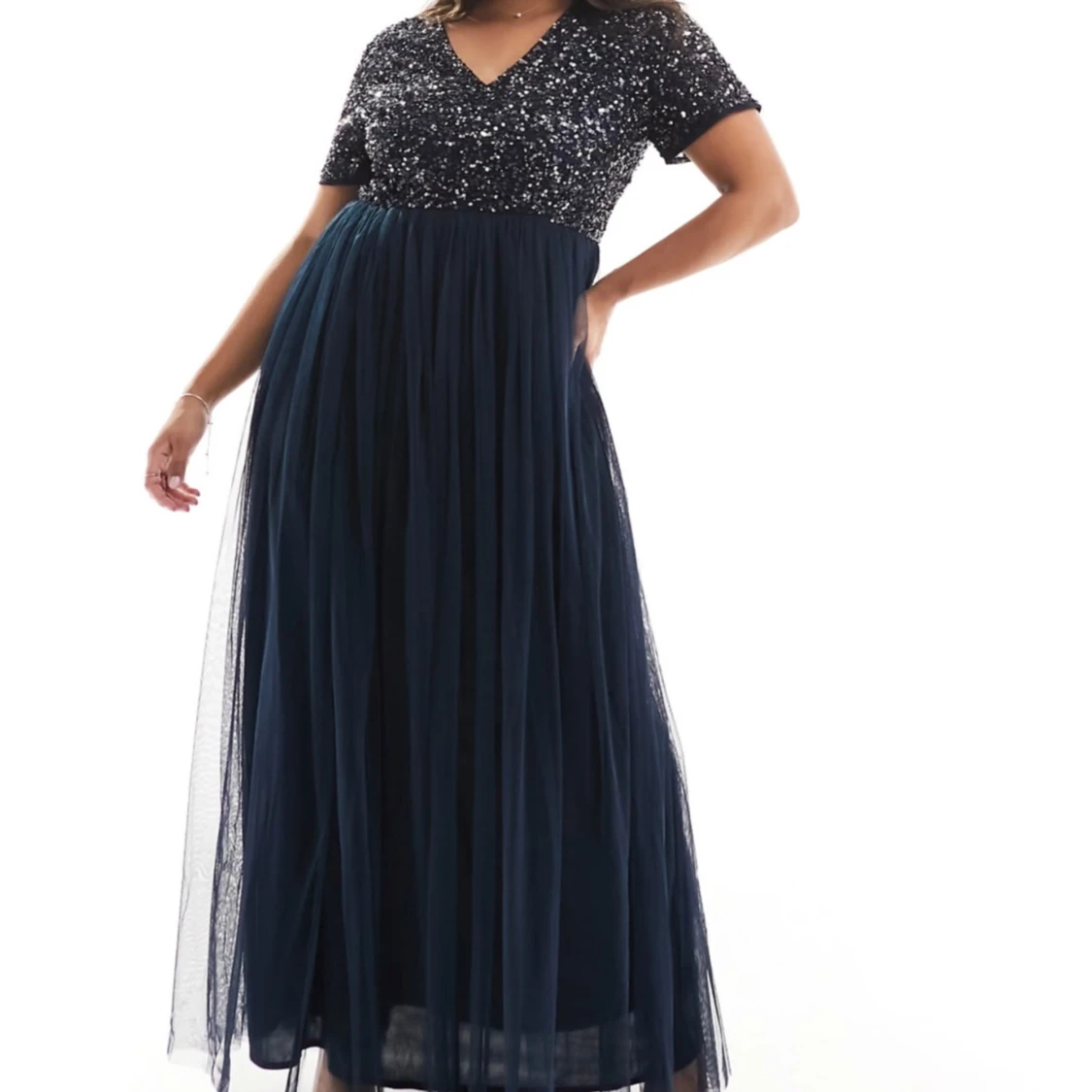 Marinblå balklänning - 92