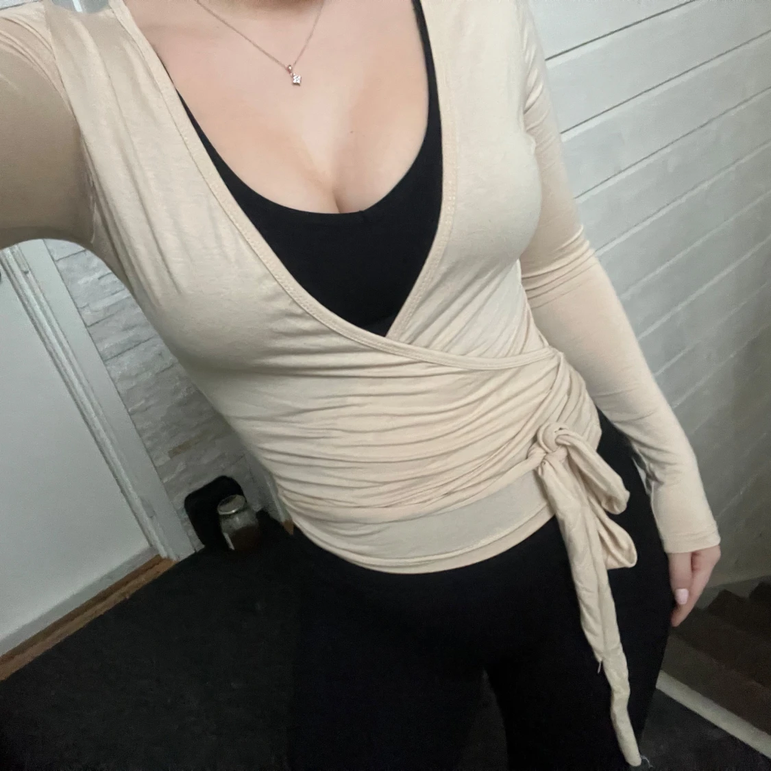 Beige omlottopp - 90