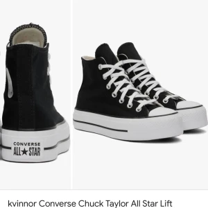 Svarta Converse Lift - Använda 1 gång ute. Converse Chuck Taylor All Star ”Lift” med hög platåsula och. Sköna och har mjukare dämpning än de vanliga låga converse. 