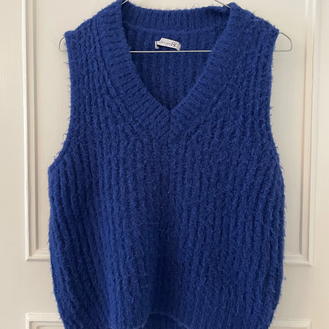 Blå stickad väst - 2