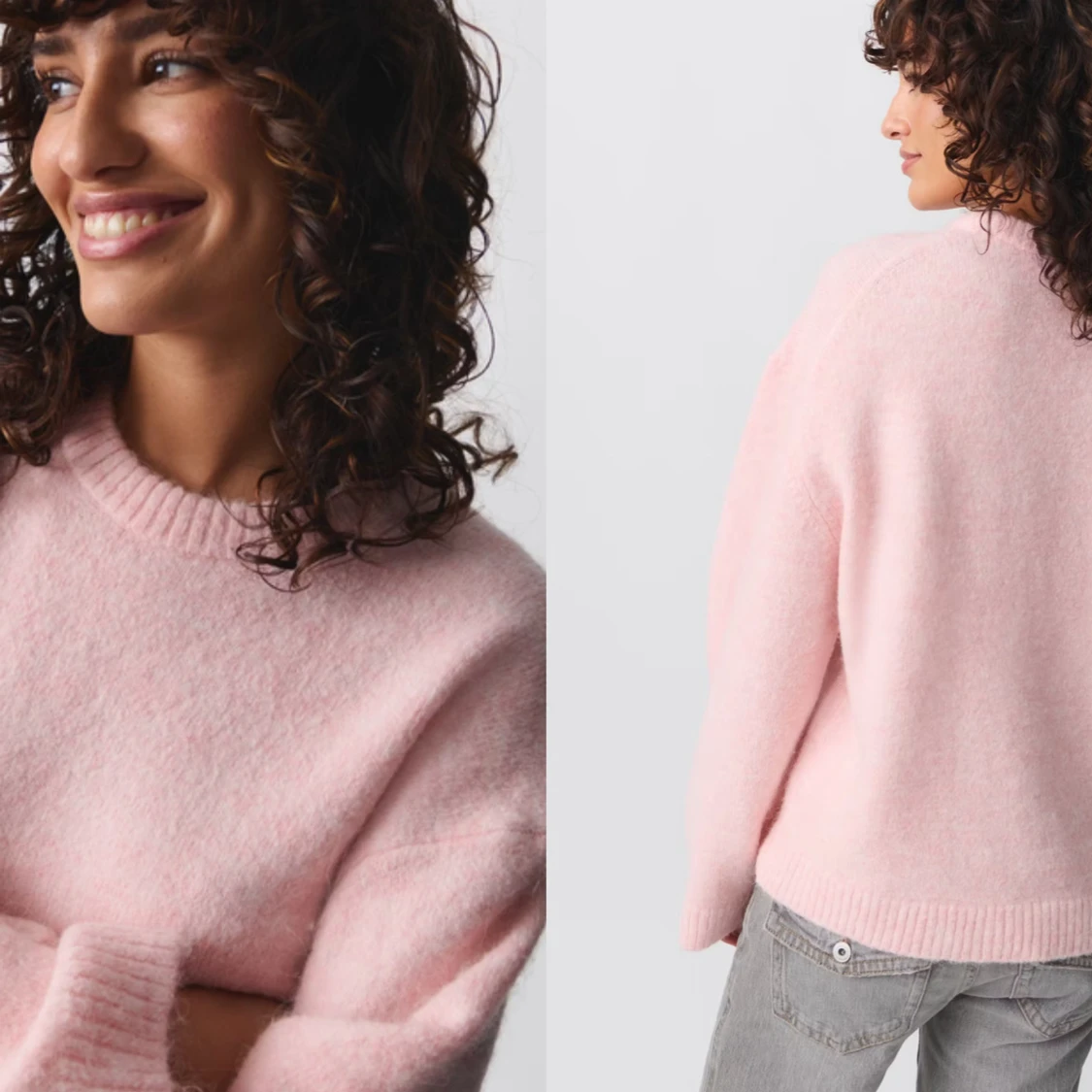 Mysig rosa stickad tröja från Gina Tricot - 90