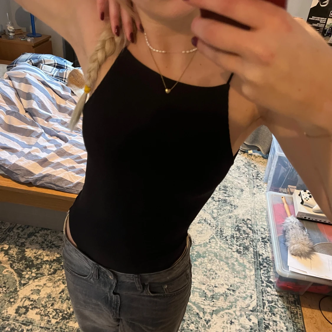 Svart ribbad body  - 90