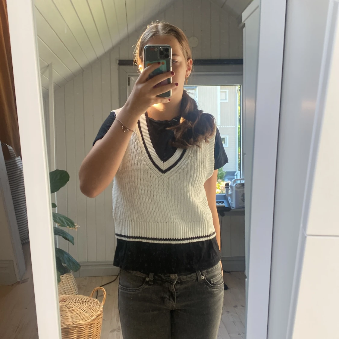 Stickad kortärmadtröja - 92