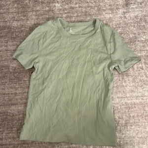 Grön ribbad t-shirt från FSBN Sister - Säljer en snygg ljusgrön ribbad t-shirt från FSBN Sister i storlek L. Perfekt för vardagsbruk med sin enkla och stilrena design. T-shirten har korta ärmar och en rund halsringning. Passar bra till om du vill träna i något bekvämt. Aldrig andvänd 